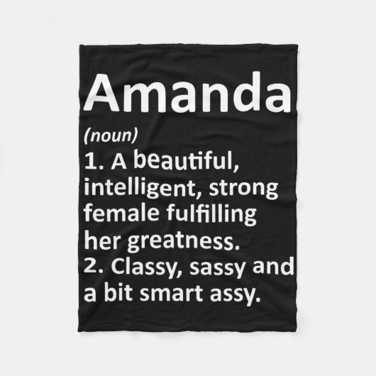 Amanda Definition Personalized Name Funny Christma Fleece Deken (Voorkant)