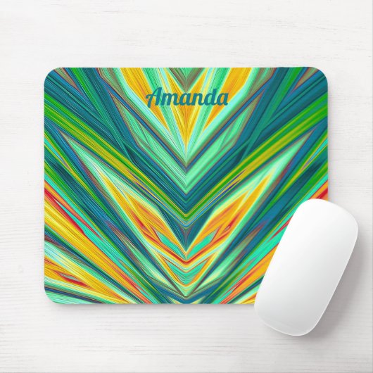 AMANDA ~ Green Yellow Red Oranje Fractal Pattern Muismat (Met muis)
