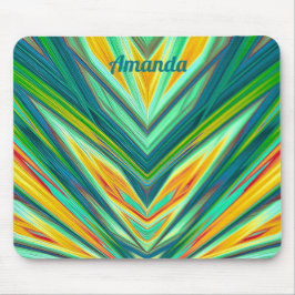AMANDA ~ Green Yellow Red Oranje Fractal Pattern Muismat