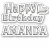 Amanda Happy Birthday silver Aufkleber Sticker (Voorkant)