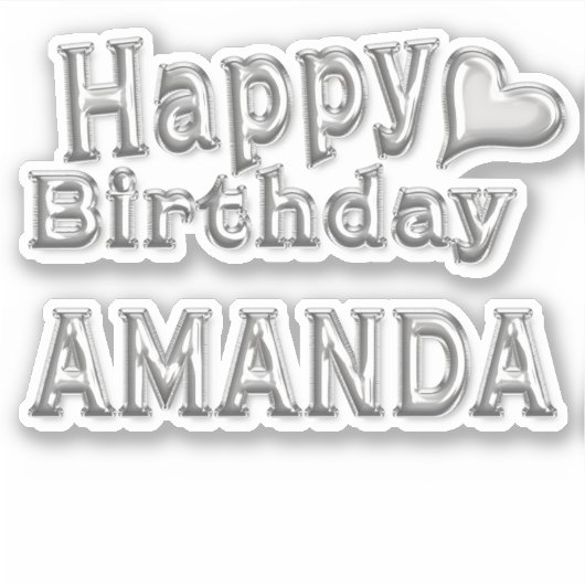 Amanda Happy Birthday silver Aufkleber Sticker (Voorkant)