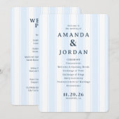 Amanda & Jordan Elegant Blue Vertical Ceremony Programmakaart (Voorkant / Achterkant)