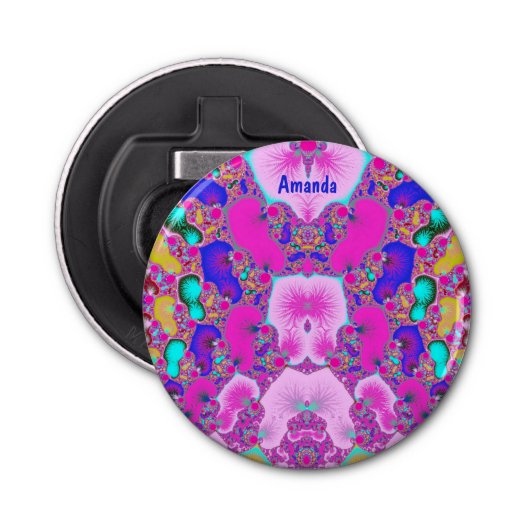AMANDA ~ Multicolored ~ 3D Fractal Button Flesopener (Voorkant)