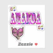 Amanda naam Logo met witte tijgers, Sticker (Vel)