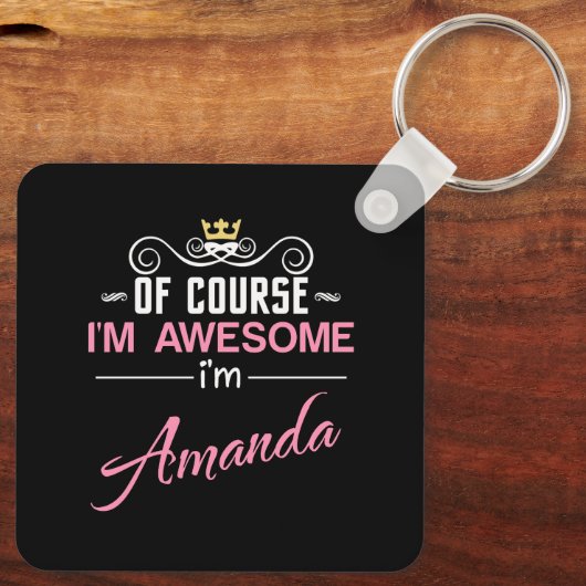 Amanda natuurlijk ben ik Geweldige naam Sleutelhanger (Achterkant)