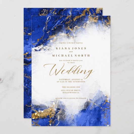 Amanda Piszczek Marble Glitter DK Royal Blue ID644 Kaart (Voorkant / Achterkant)