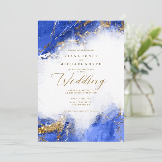 Amanda Piszczek Marble Glitter LT Royal Blue ID644 Kaart (Staand voorkant)