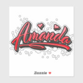 Amanda red Heart Graffiti Aufkleber Sticker (Vel)