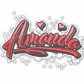 Amanda red Heart Graffiti Aufkleber Sticker (Voorkant)