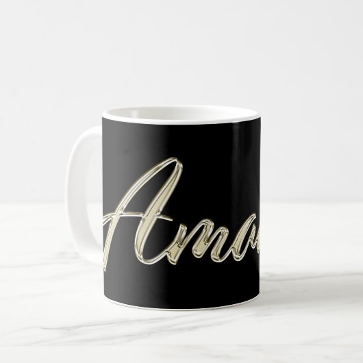 Amanda white gold Handwriting Tasse Kaffeetasse Koffiemok (Voorkant links)