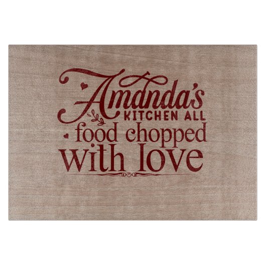 Amanda's keuken alle Eten Gehakt met Liefde Snijplank (Voorkant)
