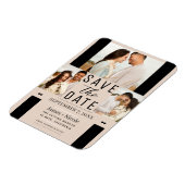 Amandel Bisque Bewaar de datum 3 Foto Bruiloft Magneet (Linkerzijde)