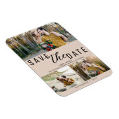 Amandel Bisque Bewaar de datum Bruiloft 3 Foto's Magneet (Rechterzijde)