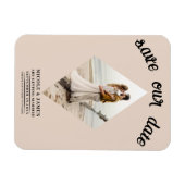Amandel Bisque Diamant Foto Bruiloft Save the Date Magneet (Horizontaal)