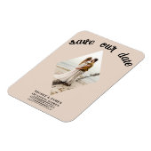 Amandel Bisque Diamant Foto Bruiloft Save the Date Magneet (Linkerzijde)