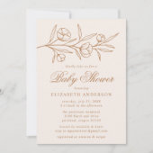 Amandel en koper geschetste bloem baby shower kaart (Voorkant)