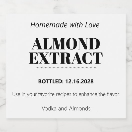 Amandel Extract Moderne Label Sticker ZEX_001b (Enkel label)