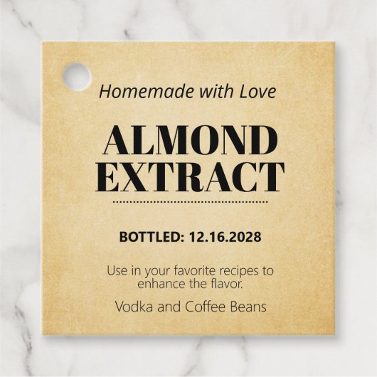 Amandel Extract Moderne Tag ZEX_001b Bedankjes Labels (Voorkant)