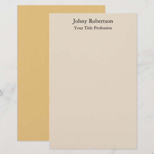 Amandel Kleur Plain Elegant Professioneel Modern Briefpapier (Voorkant / Achterkant)