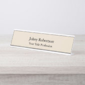 Amandel Kleur Plain Elegant Professioneel Modern Bureau Naambordje (Voorkant)