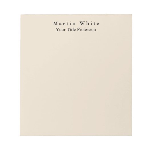 Amandel Kleur Plain Elegant Professioneel Modern Notitieblok (Voorkant)