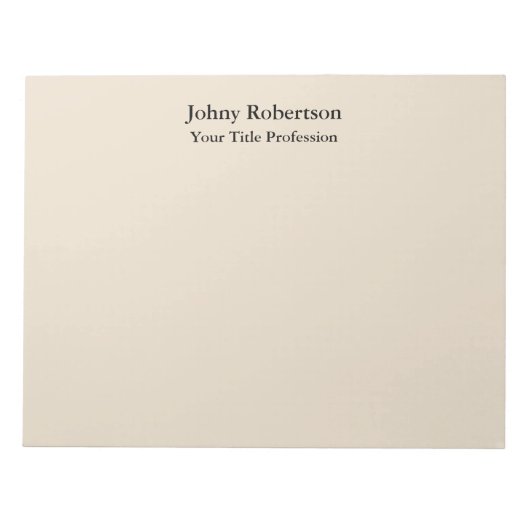 Amandel Kleur Plain Elegant Professioneel Modern Notitieblok (Voorkant)