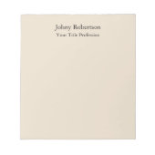 Amandel Kleur Plain Elegant Professioneel Modern Notitieblok (Voorkant)