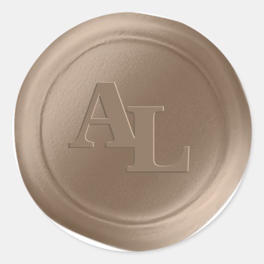 amandel taupe wax zegel monogram bruiloft stickers (Voorkant)