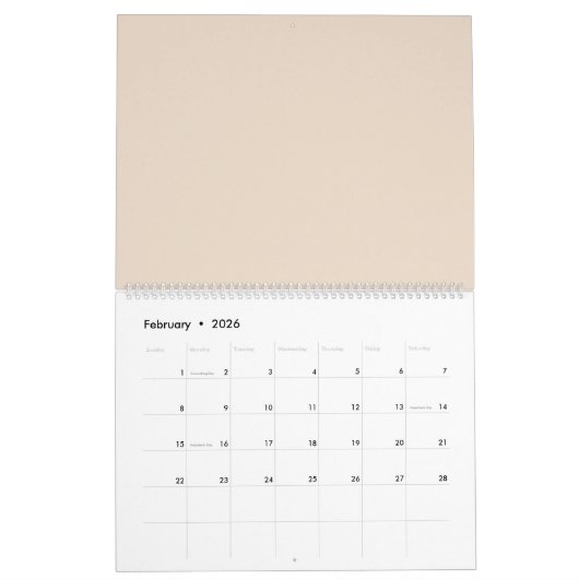 Amandel vaste kleur kalender (Feb 2026)