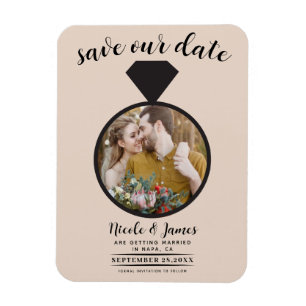 Amandelbisque Trouwring Foto Save the Date Magneet