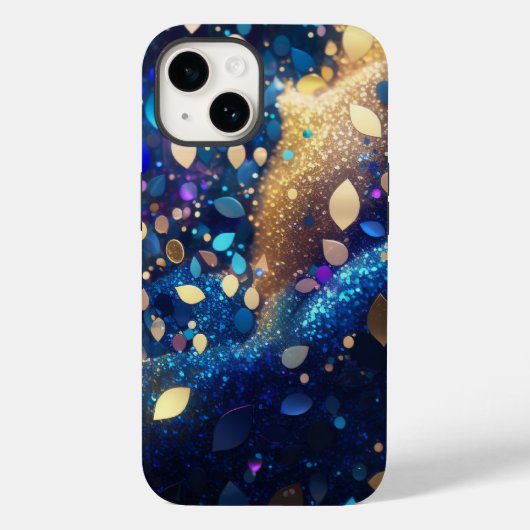 Amandelblauw Glitter iPhone Mate Stoer Hoesje (Achterkant)