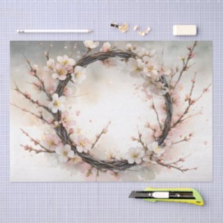 Amandelbloesem Bloemenkrans Aquarel Tissuepapier