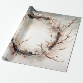 Amandelbloesem Bloemenkrans Waterverf Cadeaupapier