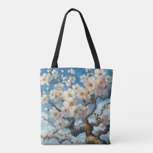 Amandelbloesem Canvas tas olieverfstijl (Achterkant)