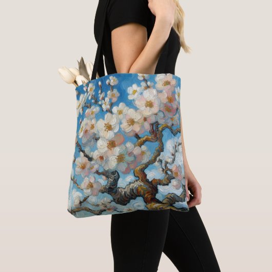 Amandelbloesem Canvas tas olieverfstijl (Dichtbij)