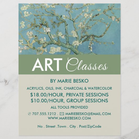 Amandelbloesem door Vincent Van Gogh, Kunstlessen Flyer (Voorkant)