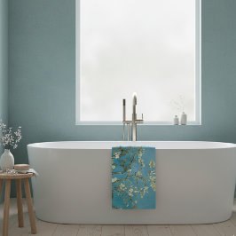 Amandelbloesem Florale Boho Blauwe Klassieke Kunst Badhanddoek