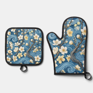 Amandelbloesem in Van Gogh-stijl Ovenwant & Pannenlap Set