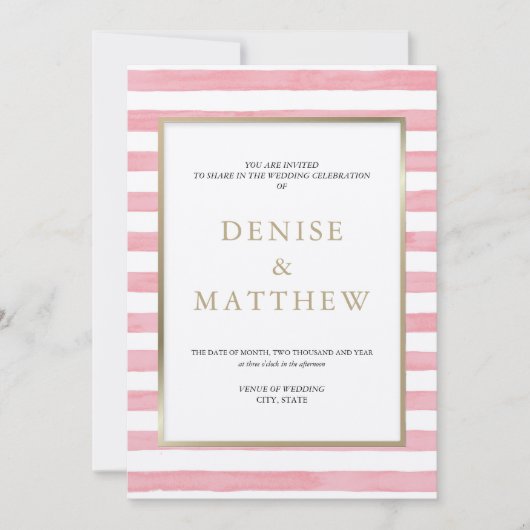 Amandelbloesem Waterverf Streep & Gouden Letters  Kaart (Voorkant)