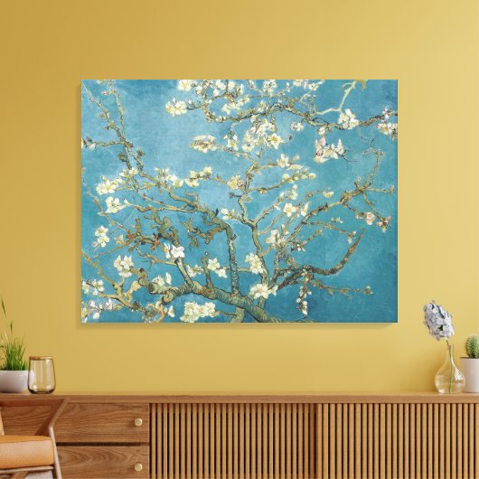 Amandelbloesems ,Beroemd schilderij Canvas Afdruk (Insitu (Woonkamer))