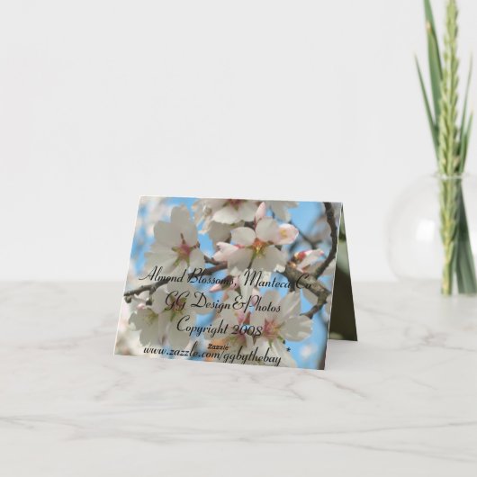 Amandelbloesems Notecard Kaart (Achterkant)