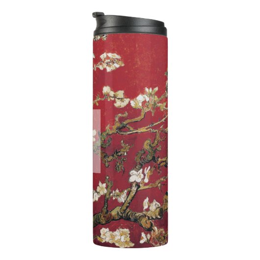 Amandelbloesems Rood Vincent van Gogh Kunst Monogr Thermosbeker (Geroteerd rechts)