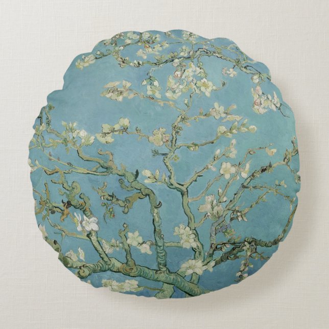 Amandelbloesems schilderij van Van Gogh Rond Kussen (Voorkant)