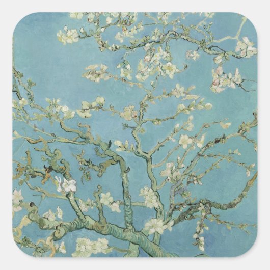 Amandelbloesems schilderij van Van Gogh Vierkante Sticker (Voorkant)