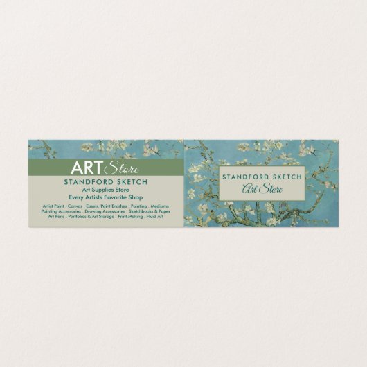 amandelbloesems van Gogh, kunstwinkel Visitekaartje (Buitenkant ongevouwen)