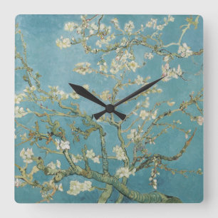 Amandelboom in bloesems door Vincent Van Gogh Vierkante Klok