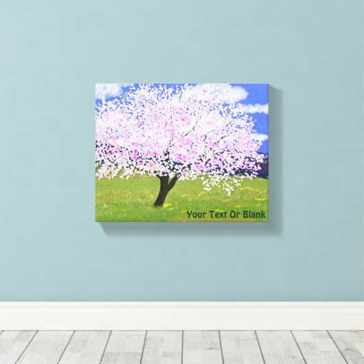 Amandelboom in Bloom Canvas Afdruk (Insitu (Houten vloer))