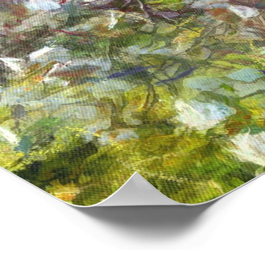 Amandelboombloesem gekleurd tekenstijlschilderij poster (Hoek)