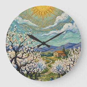 Amandelboomgaard in bloei in de stijl van Van Gogh Grote Klok