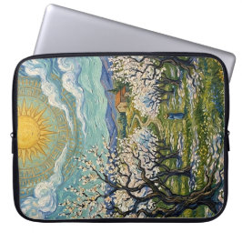 Amandelboomgaard in bloei in de stijl van Van Gogh Laptop Sleeve
